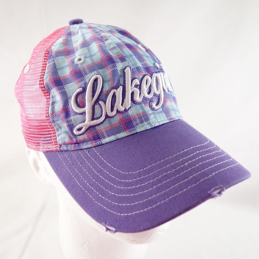 Distressed Lakegirl Raised Embroidered Mesh‎ Trucker Baseball Cap Hat Strapback